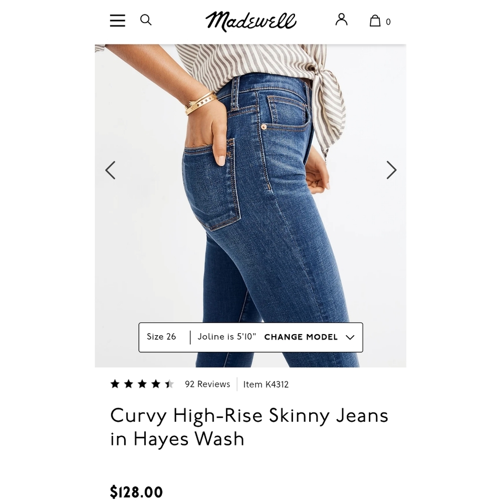 SOLD Madewell Curvy High Rise Skinny Jeans in Hayes Wash sz 25 Style K4312 - Picture 2 of 8